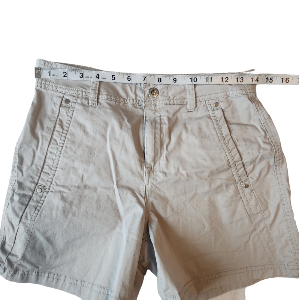 Eddie Bauer Shorts, light khaki, cotton spandex, 5" inseam, size 2